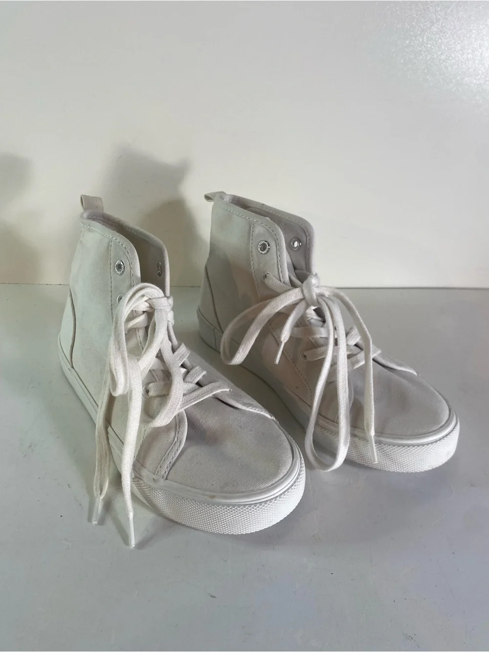 White Canvas High-Top Sneakers Size 3